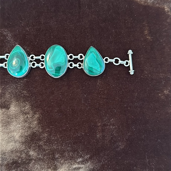 Vintage Green Malachite Sterling Silver Semi-precious gemstone length-8 1/2”🔥🔥 - Picture 5 of 9
